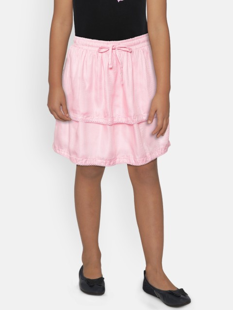 

Gini and Jony Girls Pink Solid Layered A-line Skirt