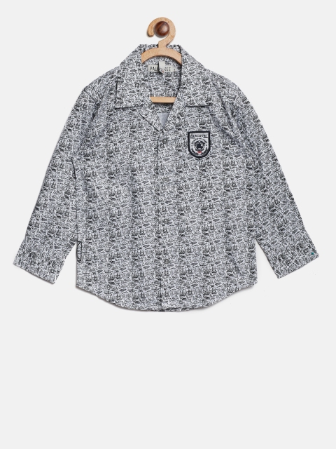 

Palm Tree Boys Black & White Regular Fit Printed Casual Shirt