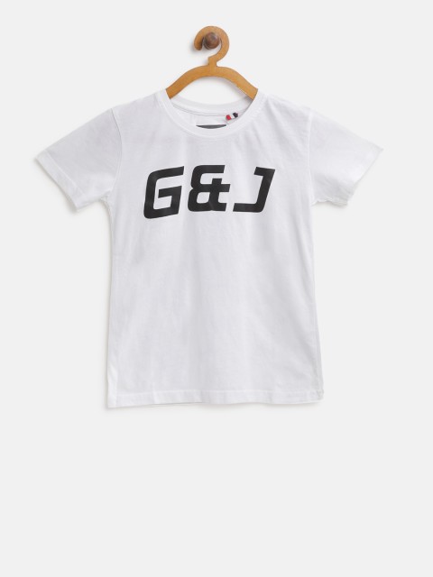 

Gini and Jony Boys White Printed Round Neck T-shirt