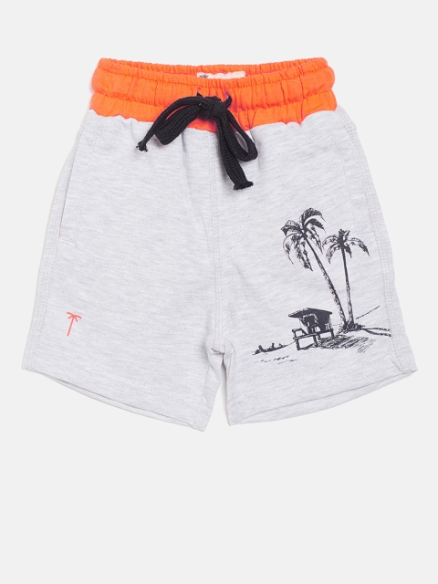 

Palm Tree Boys Grey Melange Printed Regular Fit Shorts