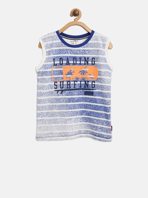 

Palm Tree Boys Blue & White Striped Round Neck T-shirt
