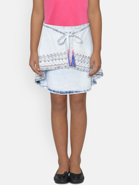 

Gini and Jony Girls Blue Washed Chambray Layered A-line Skirt