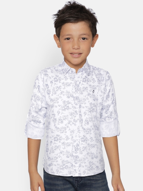 

Gini and Jony Boys White & Blue Regular Fit Printed Casual Shirt