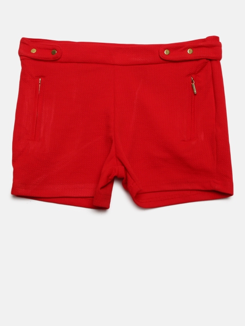 

Gini and Jony Girls Red Solid Regular Fit Shorts