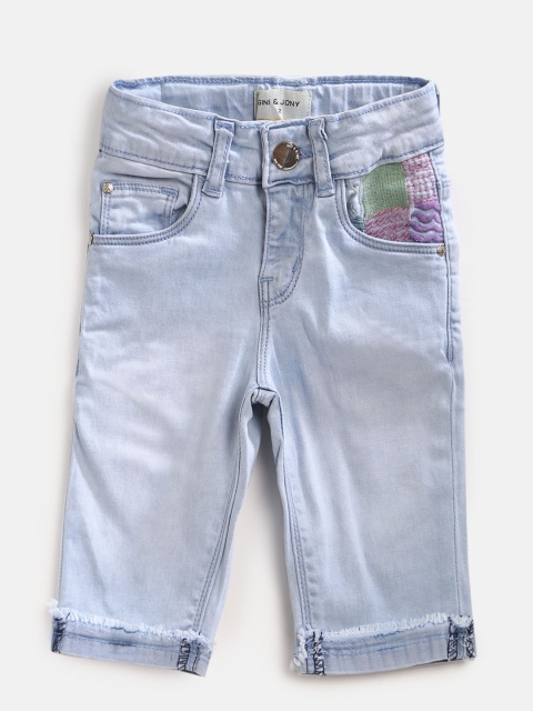 

Gini and Jony Girls Blue Solid Regular Fit Capris
