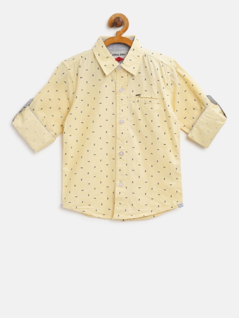 

Gini and Jony Boys Yellow Regular Fit Printed Casual Shirt