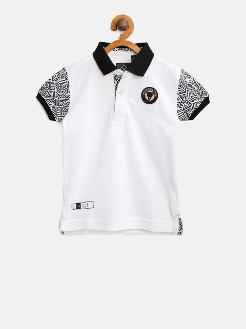 

Palm Tree Boys White Solid Polo Collar T-shirt