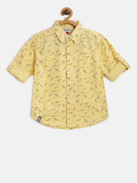 

Gini and Jony Boys Yellow & Navy Regular Fit Printed Casual Shirt