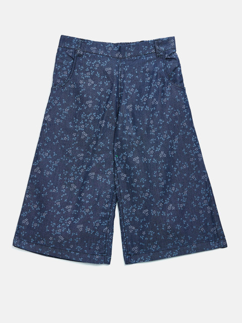 

Palm Tree Girls Navy Printed Chambray Culottes, Navy blue