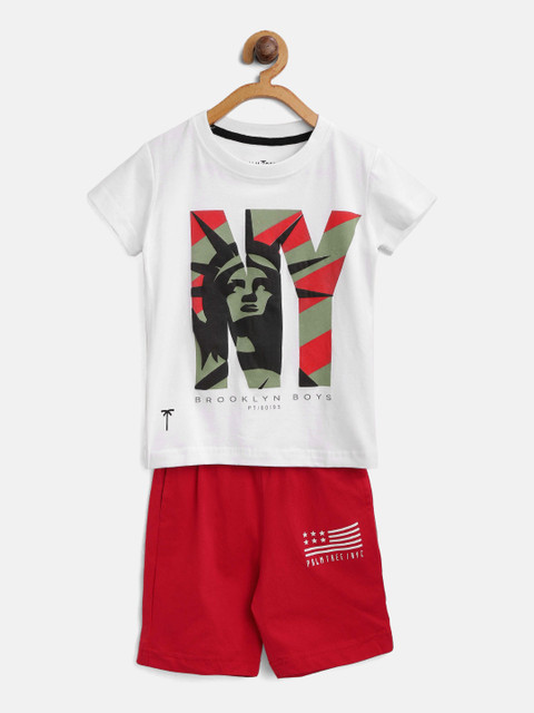 

Palm Tree Boys White & Red Printed T-shirt with Shorts