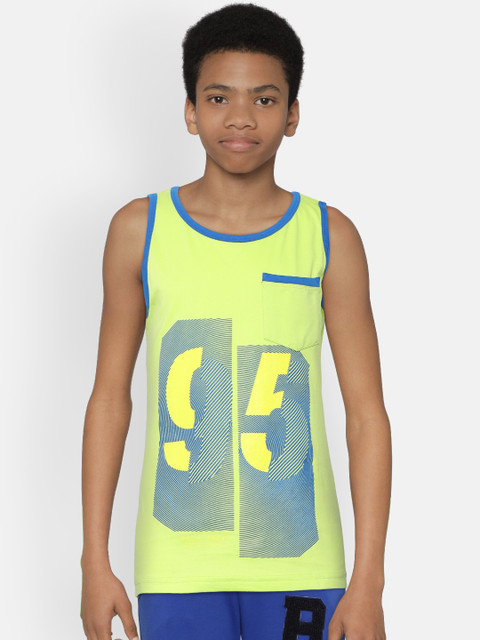 

Palm Tree Boys Fluorescent Green Printed Round Neck T-shirt