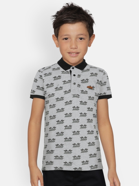 

Gini and Jony Boys Grey Printed Polo Collar T-shirt