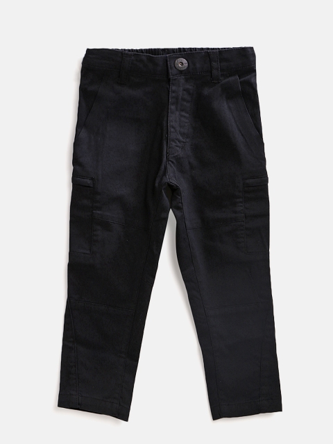 

Gini and Jony Boys Black Regular Fit Solid Cargos