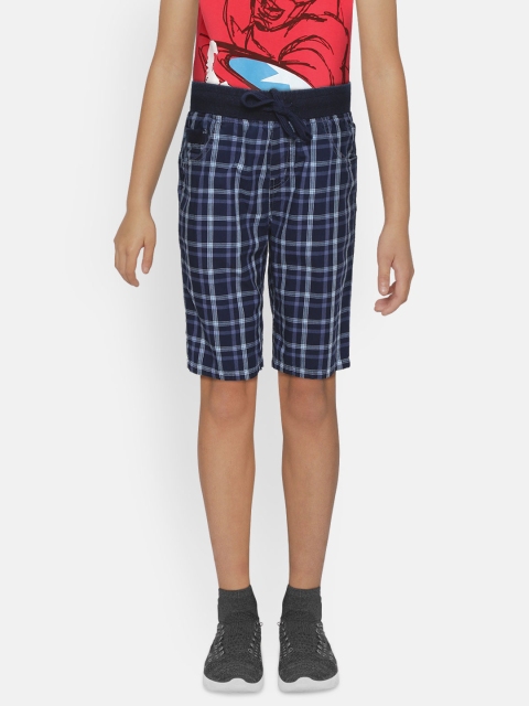 

Palm Tree Boys Navy Blue Checked Regular Fit Shorts