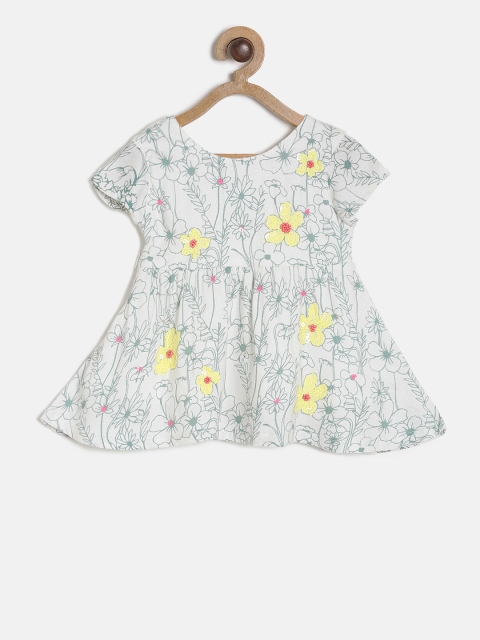 

Palm Tree Girls White & Green Printed Fit and Flare Dress