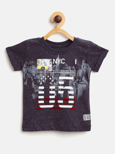 

Palm Tree Boys Navy Blue Printed Round Neck T-shirt