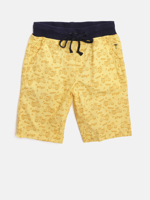 

Palm Tree Boys Yellow Printed Regular Fit Shorts