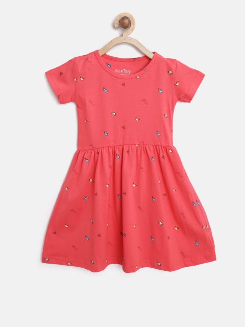 

Palm Tree Girls Pink Printed Fit & Flare Dress