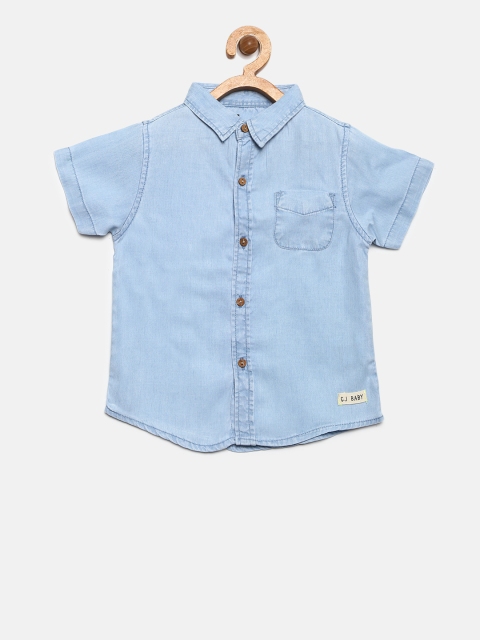 

Gini and Jony Boys Blue Regular Fit Solid Casual Shirt