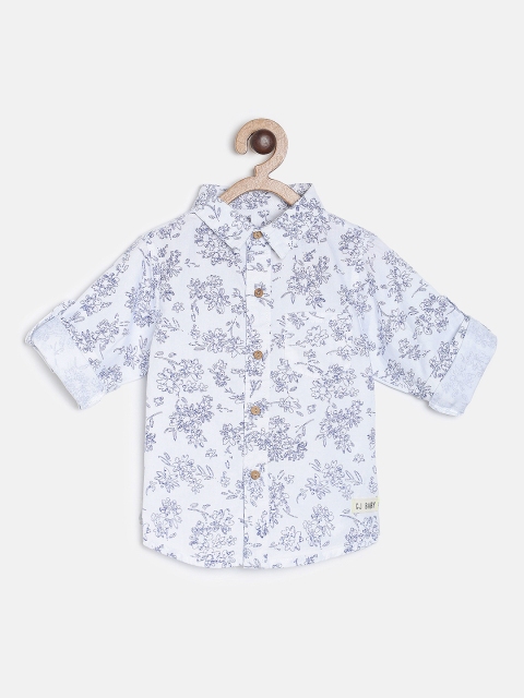 

Gini and Jony Boys White & Blue Regular Fit Printed Casual Shirt
