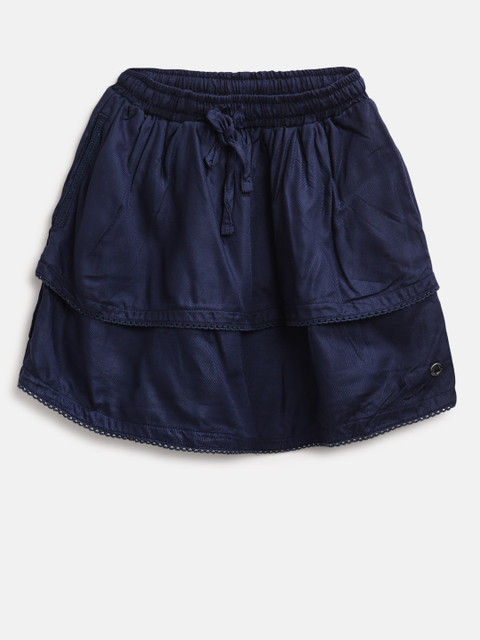 

Gini and Jony Girls Navy Blue Solid Layered A-Line Skirt