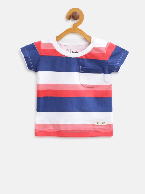 

Gini and Jony Boys Blue & Red Striped Round Neck T-shirt