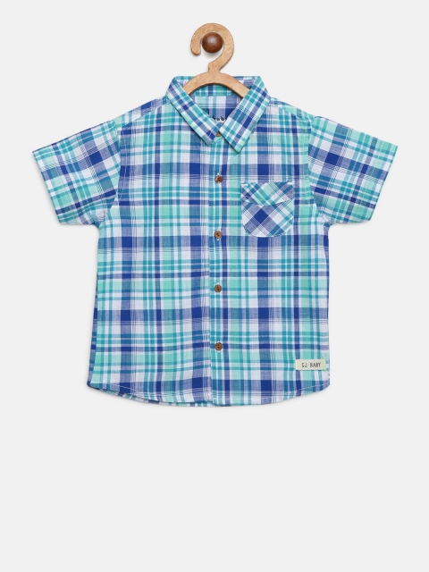 

Gini and Jony Boys Sea Green & White Regular Fit Checked Casual Shirt