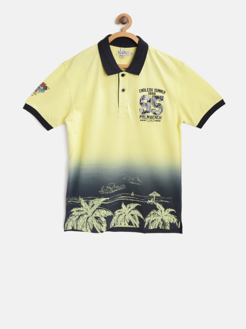 

Palm Tree Boys Yellow Printed Polo Collar T-shirt