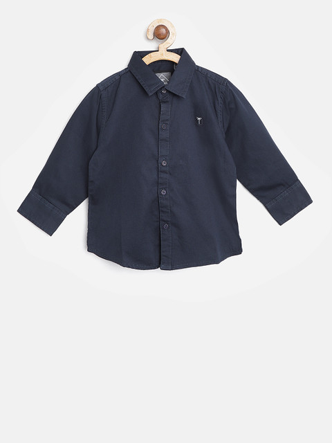 

Palm Tree Boys Navy Regular Fit Solid Casual Shirt, Navy blue