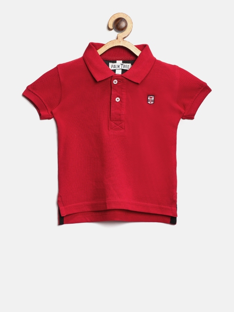 

Palm Tree Boys Red Solid Polo Collar T-shirt