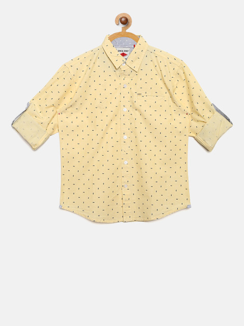 

Gini and Jony Boys Yellow Regular Fit Printed Casual Shirt