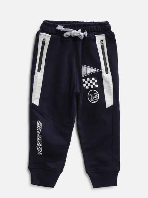 

Gini and Jony Boys Navy Printed Detail Joggers, Navy blue