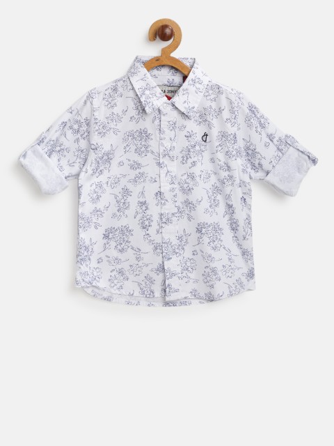 

Gini and Jony Boys White & Blue Regular Fit Printed Casual Shirt