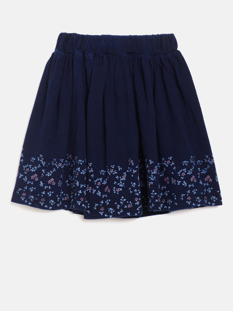 

Palm Tree Girls Navy Printed Detail A-Line Skirt, Navy blue