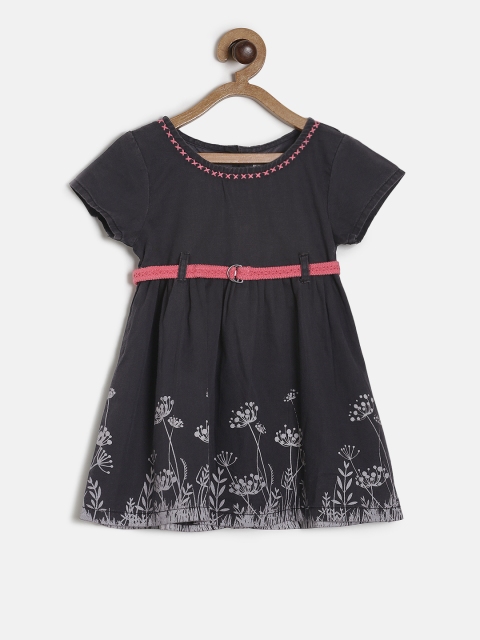 

Palm Tree Girls Charcoal Grey Printed Fit and Flare Dress