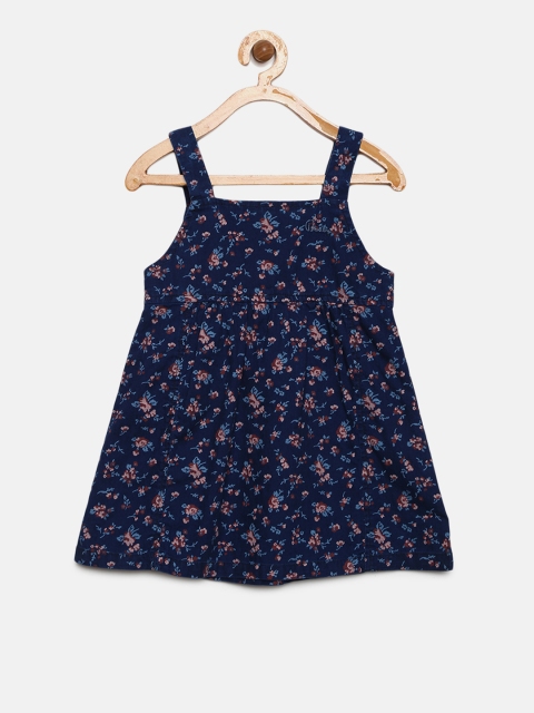 

Gini and Jony Girls Navy Printed Fit & Flare Dress, Navy blue