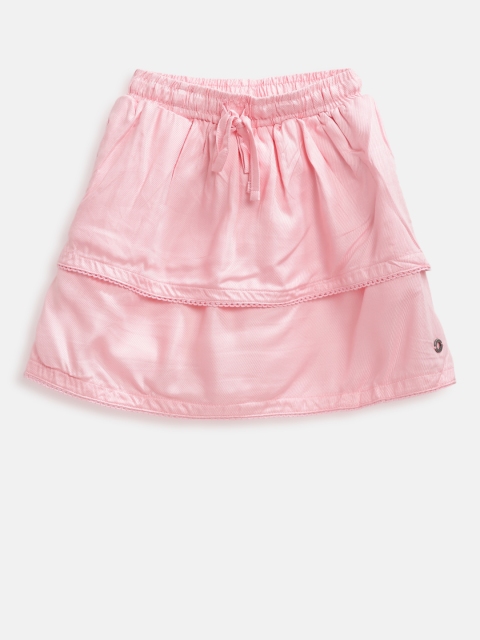 

Gini and Jony Girls Pink Solid Layered A-Line Skirt