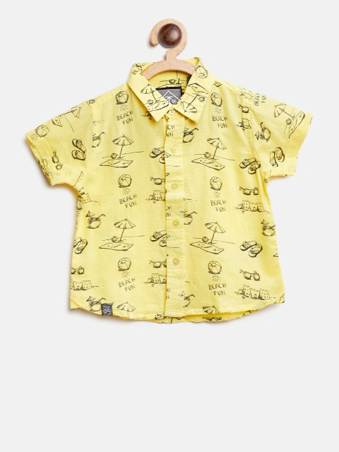 

Palm Tree Boys Yellow & Black Regular Fit Printed Casual Shirt