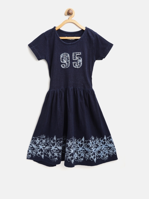 

Palm Tree Girls Navy Blue Tie & Dye Fit and Flare Dress