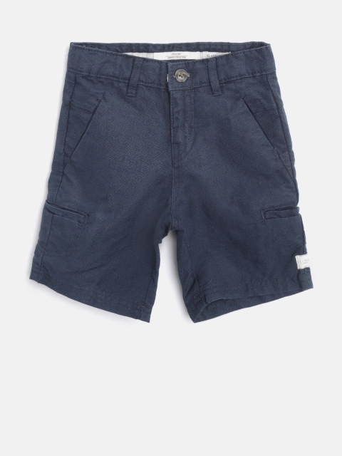 

Gini and Jony Boys Navy Blue Solid Regular Fit Cargo Shorts