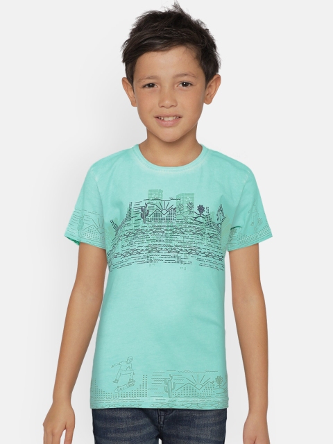 

Gini and Jony Boys Sea Green Printed Round Neck T-shirt