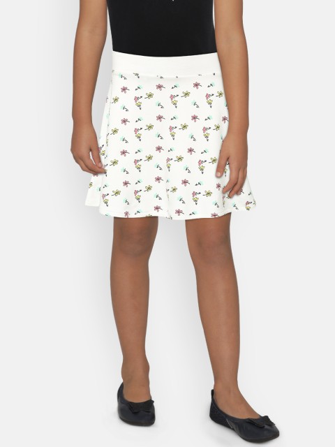 

Gini and Jony Girls White & Pink Printed A-Line Skirt