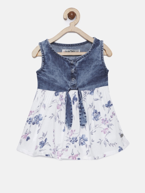 

Palm Tree Girls Blue & Off-White Solid Fit and Flare Dress