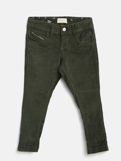 

Gini and Jony Girls Olive Green Regular Fit Solid Corduroy Trousers
