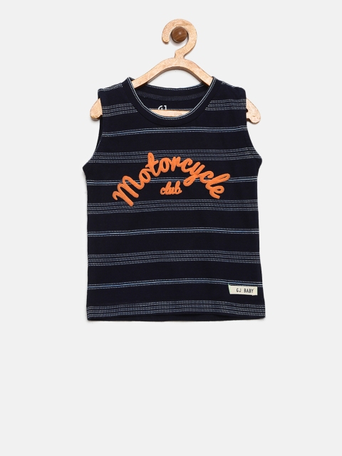 

Gini and Jony Boys Navy Striped Round Neck Sleeveless T-shirt, Navy blue