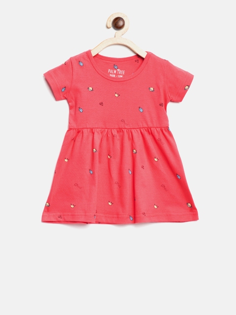 

Palm Tree Girls Coral Red Printed Fit & Flare Dress