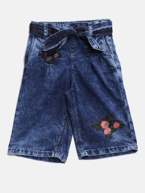 

Palm Tree Girls Blue Dyed Regular Fit Capris
