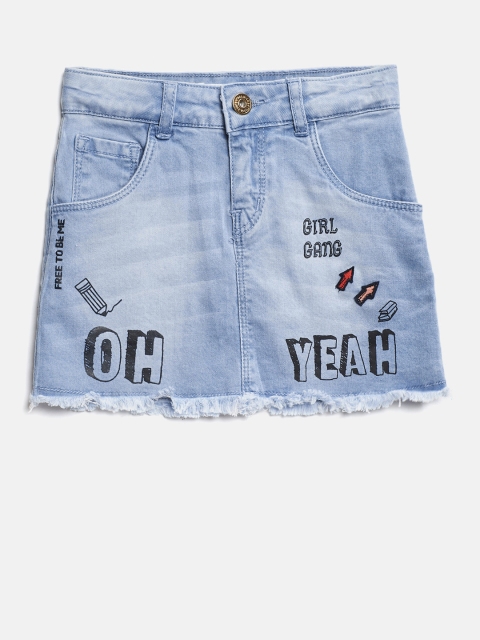

Palm Tree Girls Blue Washed Denim A-Line Skirt