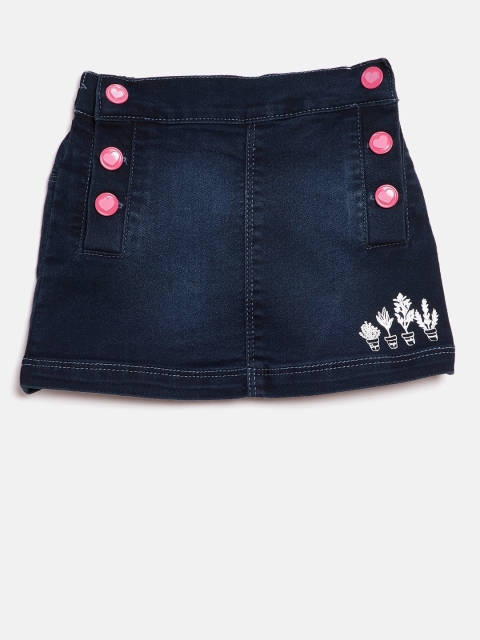 

Giny and Jony Girls Navy Blue Washed Denim A-Line Skirt