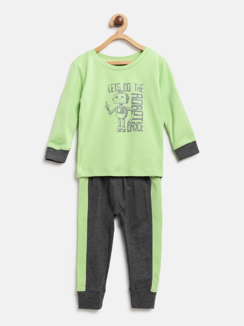 

Gini and Jony Girls Green & Charcoal Grey Printed T-shirt with Pyjamas